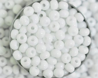 Preciosa Seed Beads 6/0 Czech Glass Rocaille Round Spacer Beads for jewelry making and Beading DIY in White Color-100 grams-1300 Beads ,4MM