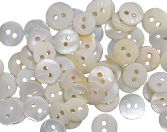72 Pcs, Wafer thin 11-12MM two hole Round Shape Shell Button-EMB1127