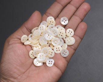 72 Pieces, Wafer thin 11-12MM four hole Round Shape Shell Button-EMB1129