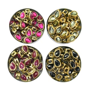 Kundan Rhinestones Mix Colors, Jewellery Making & Embroidery Sew On Stones, Tear Drop Shape, 100 Pieces