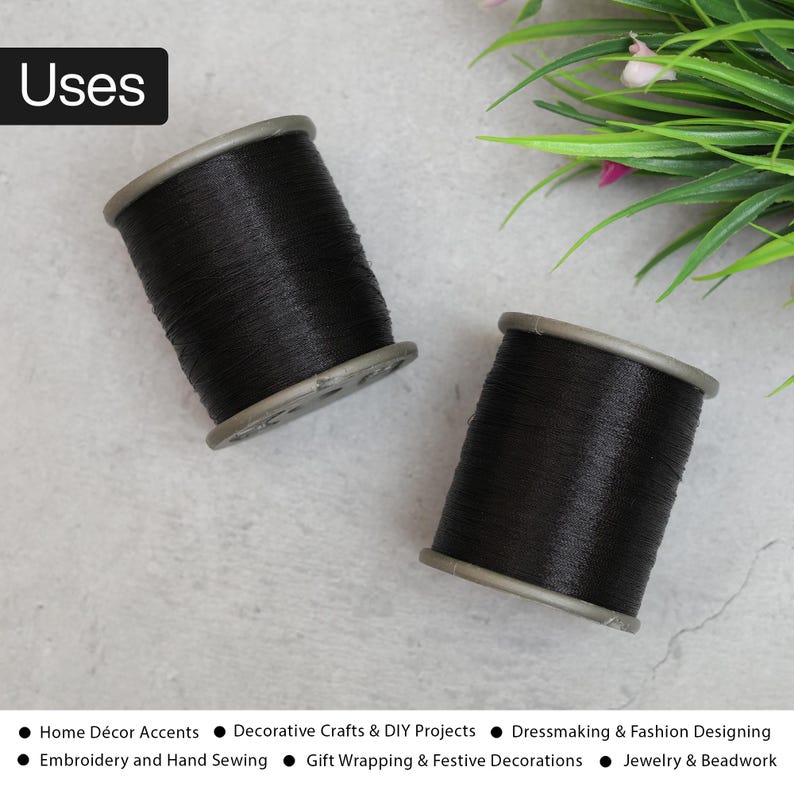 Hilo Zari Hilo metálico Hilo para bordar a máquina a mano Hilo metálico para coser en color negro (0,1 mm) imagen 7