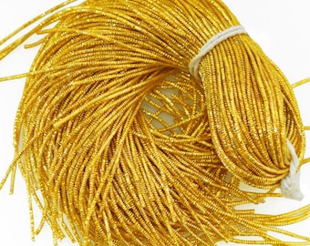 Bullion Wire French Metallic french coil Shinny Purl Bullion Thread Nakshi Purl Zardozi bullion in Yellow Gold Colour-1.5MM(100Gram)27.3Yard