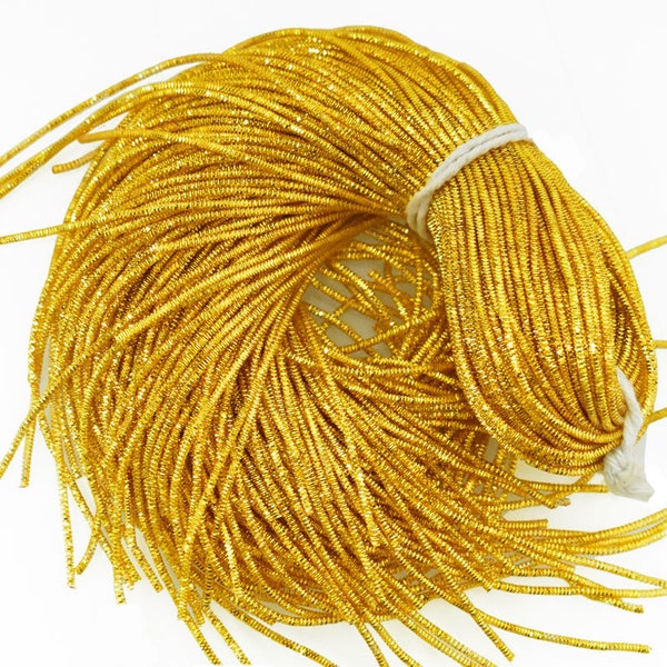 Bullion Wire French Metallic french coil Shinny Purl Bullion Thread Nakshi Purl Zardozi bullion in Yellow Gold Colour-1.5MM(100Gram)27.3Yard