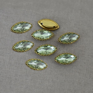 Sew on Tear Drop Clear Glass Crystal Shape Rhinestones With Gold  Claw-Catcher Made of Brass - 7X10 mm - 10 Pieces