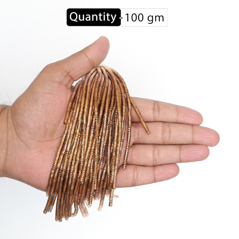 3MM, French Wire/ Metallic Rough Wire/ Bullion Wire in Antique Gold Colour (100 Grams/Packet) image 5
