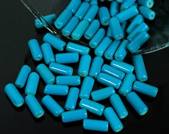 Keramische kralenbuisjes, Grieks, ongeglazuurd, glanzende afwerking. Afstandskralen voor het maken van sieraden en knutselwerk in oceaanblauwe kleur - 4 x 10 mm (320 kralen)