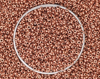 Seed Beads 10/0 Round Glass Seed Beads Loose Spacer Matte Finish Seed beads for jewelry making and beading in Copper Gold Colour-100 Gram
