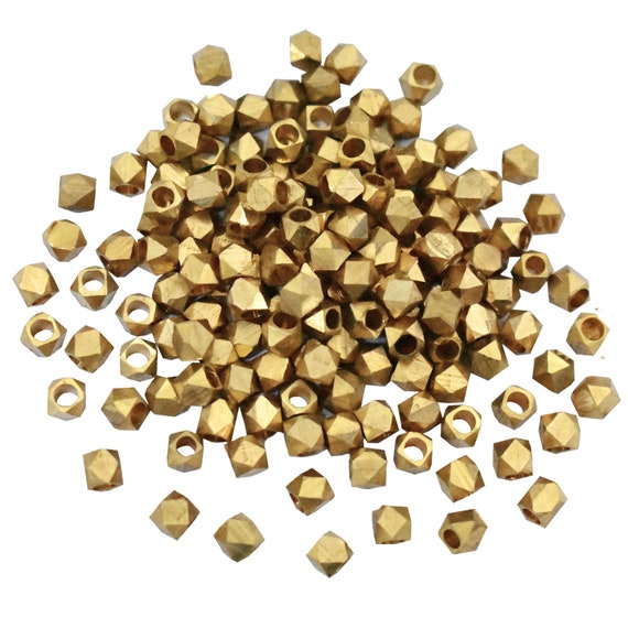 Metal Beads Brass Faceted Spacer Beads Large Hole Beads for Jewelry Making  Beading in Gold Color-100 Pieces size: 5x5 MM 