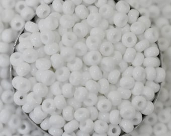 Preciosa Seed Beads 8/0 Czech Glass Rocaille Round Spacer Beads for jewelry making and Beading DIY in White Color-100 Gram-3MM