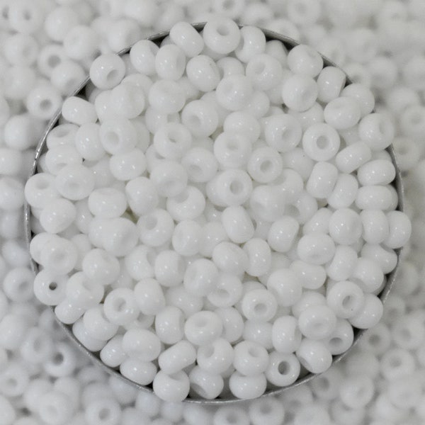 Preciosa Seed Beads 8/0 Czech Glass Rocaille Round Spacer Beads for jewelry making and Beading DIY in White Color-100 Gram-3MM