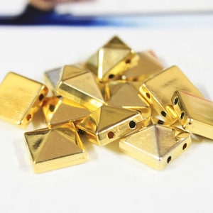 50 Pieces, 10*10MM Gold Colour Pyramid Shape Studs-EMB239