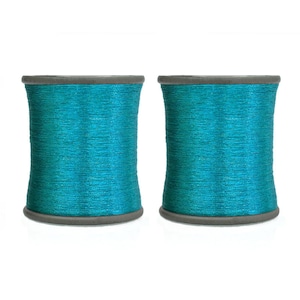 Zari Thread Metallic floss Yarn Hand Machine Embroidery Artwork sewing Metallic Thread in Teal Blue Color (0.1MM)