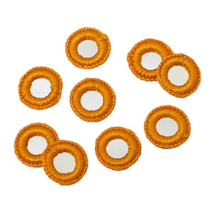 100 Pieces,Crochet Mirror/Indian crocheted Mirror/Mirror Appliques/Crochet Thread Rings with shiny Sequins/Sew on patches/Applique for craft