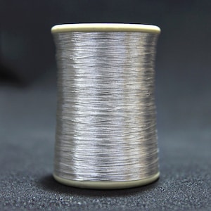 Zari Thread Real Silver Plated Metallic Thread floss Yarn Hand Machine Embroidery Artwork Sewing Metallic Thread 200Mtr/Spool1 Roll image 1