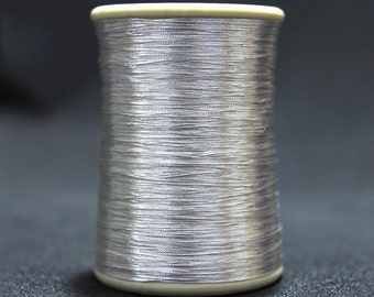 Zari Thread Real Silver Plated Metallic Thread floss Yarn Hand Machine Embroidery Artwork Sewing Metallic Thread  (200Mtr/Spool)-1 Roll