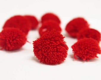 250 Pieces, Small Pom Poms in Red Colour-EMB2078
