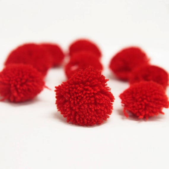 250 Pieces, Small Pom Poms in Red Colour-EMB2078
