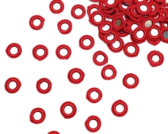 100 Pieces,Crochet Mirror/Indian crocheted Mirror/Mirror Appliques/Crochet Thread Rings with shiny Sequins/Sew on patches/Applique for craft