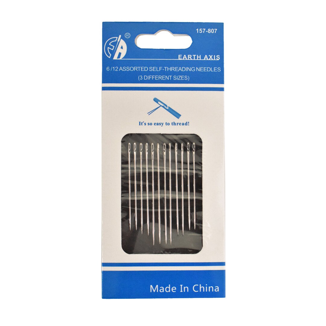 Self Threading Needles 6/12 Assorted Hand Sewing Needles 1 Packet 12