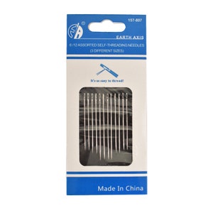 Self Threading Needles 6/12 Assorted Hand sewing Needles -1 Packet (12 Needles)