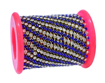 Strass Kette Trim Crystal Cup Kette zweifarbiges Saphir Blau & Silber Farbe Crystal Cup Banding Kette für die Schmuckherstellung - (6SS) 5 Meter