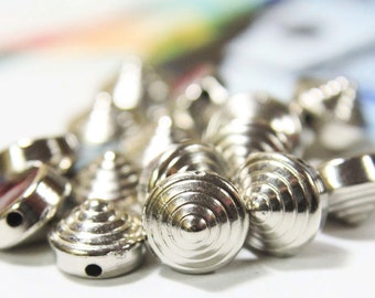 50 Pieces, 10x7MM Bolt Shape Silver Colour Sew able Studs-EMB241