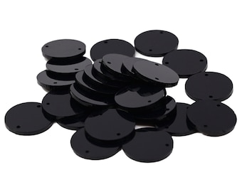 Embroiderymaterial Round Sew On Black Acrylic Craft Mirrors for DIY Craft Art, 25 Pieces