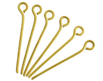Spille Per Occhi In Ottone - Spilla Per Occhi In Oro Lucido - Spille Per Occhi Per Perle Solide - Ottone Placcato Oro Reale 18 Carati - Forniture Per Gioielli - 50,02x0,7 Mm - RGP3319-50 - Italia - Foto 10