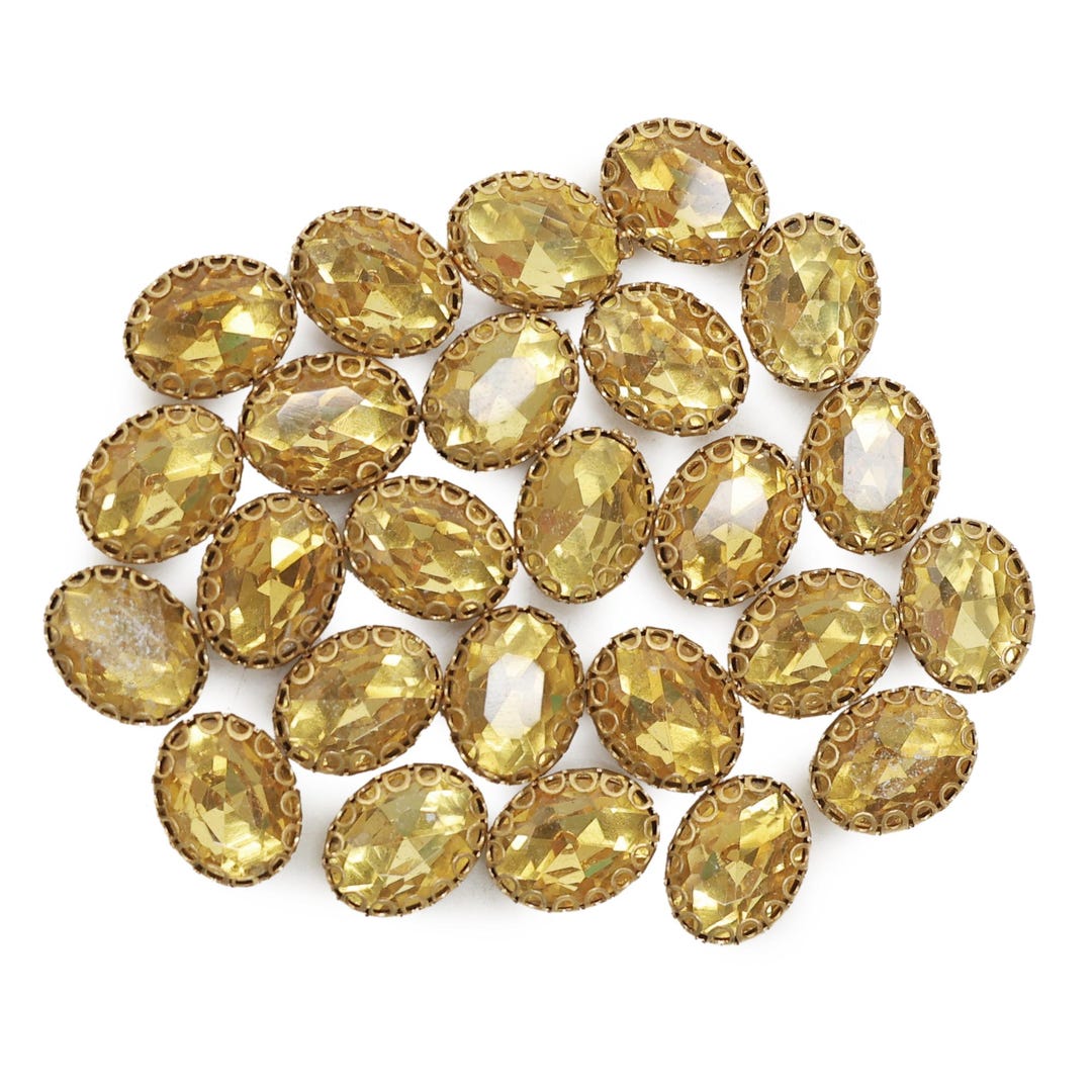 Yellow Grey Rhinestone 25 Pieces, Yellow Color Sew on Glass Crystal Stone/rhinestones Crystal ...