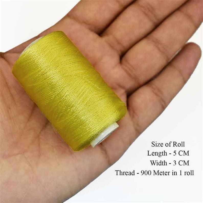 Art Silk Thread in LemonYellowColor,Art Embroidery silkyarn,Embroidery Thread,indian silk thread,Viscose Rayon Silk thread2Roll-984YardRoll