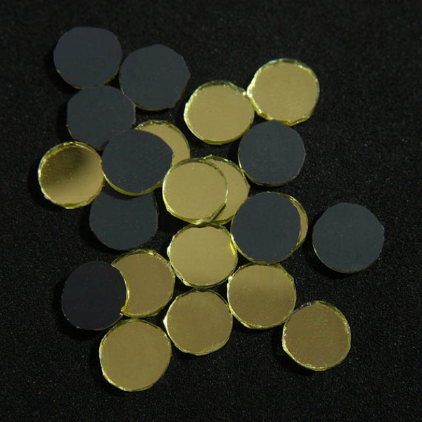 Shisha Mirror Round Shape Mirror Embellishments Glass Mirrors in gold color-100 Pieces