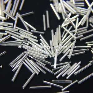 Bugle Glass Seed Spacer Tube Beads  Silver Color in Silver Line finish for Jewelry Making beading Craft DIY- 1*10MM
