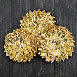 Fiore Gota in Colore Oro Chiaro/Appliques Floreali Gota/Fiori Gota Strati/Fiori Nastro Gota/Fiore Nastro Gota Fatto A Mano-6.5CM, 10 Pezzi