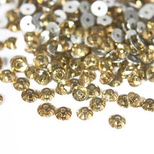 3 mm, retro piatto, colore ombra dorata, strass da cucire - EMBGS4845
