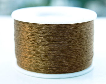 Zari Thread 3Ply Twisted Metallic floss Yarn Hand Machine Embroidery Artwork Sewing Metallic Thread in Antique Gold Colour(765Yardl)-1 Roll
