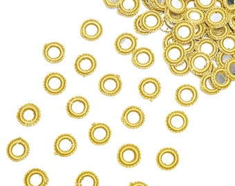 100 Pieces,Crochet Mirror/Indian crocheted Mirror/Mirror Appliques/Crochet Thread Rings with shiny Sequins/Sew on patches/Applique for craft