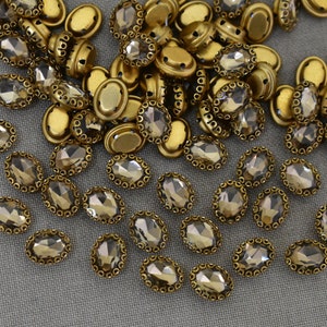 25 Pieces, Light Colorado Topaz Color Sew on Glass Crystal Stone/Rhinestones Crystal beads/Sew On Rhinestone With Claw-Catcher Made of Brass