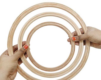 Round Wooden Hoops Without Screws For Cross Stitching and Embroidery (3 Piece Set)