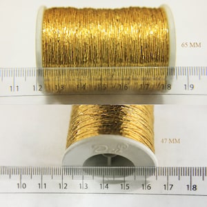 3 Roll Zari Metallic Japan Badla Thread Cord for Hand Embroidery in Gold Colour 1MM 125Mtr/Spool image 2