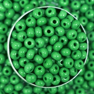 Preciosa Seed Beads 6/0 Czech Glass Rocaille Round Spacer Beads for jewelry making and Beading DIY in Green Color -100 grams-1300 Beads-4MM