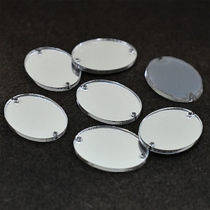 Sew On Acrylic Mirrors in Oval shape,laser cut acrylic mirror charms,Acrylic Blanks,Acrylic Mirror Beads,2hole Acrylic Disc-25 Pieces
