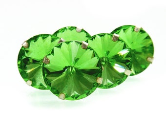 Sew on  Round Glass Crystal rhinestones with Brass  Metal Holder for jewelry making -10 Pcs, 18MM