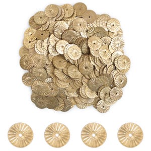 Paillettes or antiques en forme de pièce de 12 mm avec trou central/breloques en métal - EMBMS5210-100 g