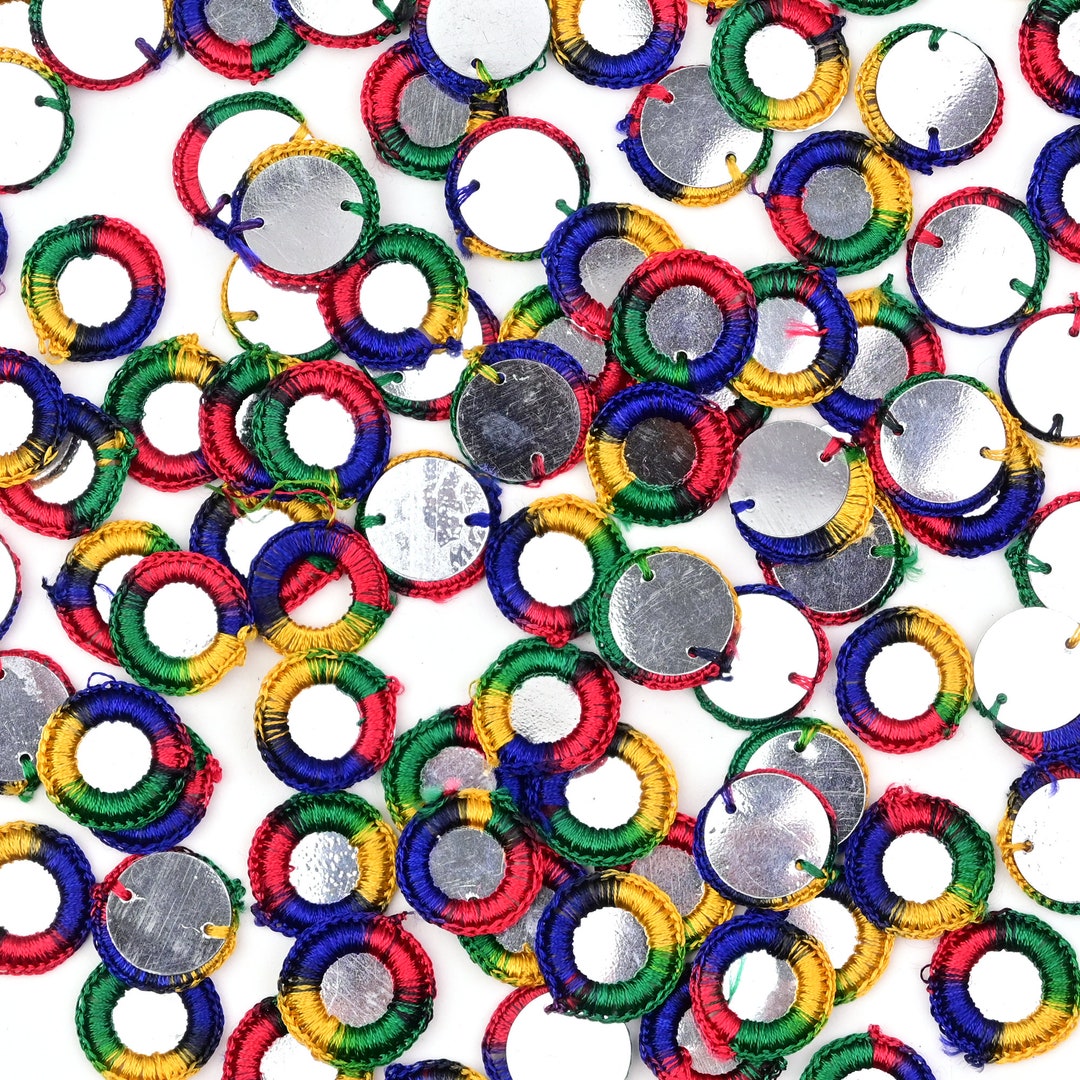 Crochet Thread Rings Crochet Art Silk Multicolour Thread Rings for DIY Craft, 17MM, 100 ...