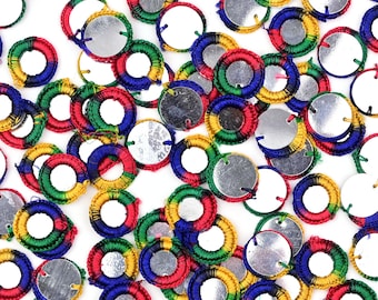 Crochet Art Silk Multicolour Thread Rings for DIY Craft, 17MM, 100 Pieces