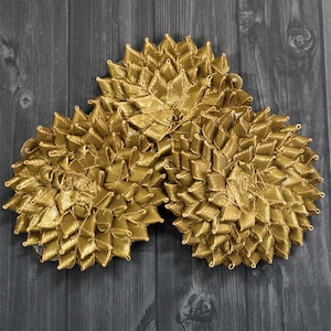 6.5CM , 10 Pieces  Gota Flower in Dark Gold Color /Gota Floral Appliques /Flower style Gota Applique/Patches/Gota Patti