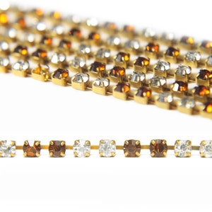 Rhinestone chain Trim Crystal Cup Chain Two Color Crystal Cup Banding Chain for jewelry Making- 5 Meters