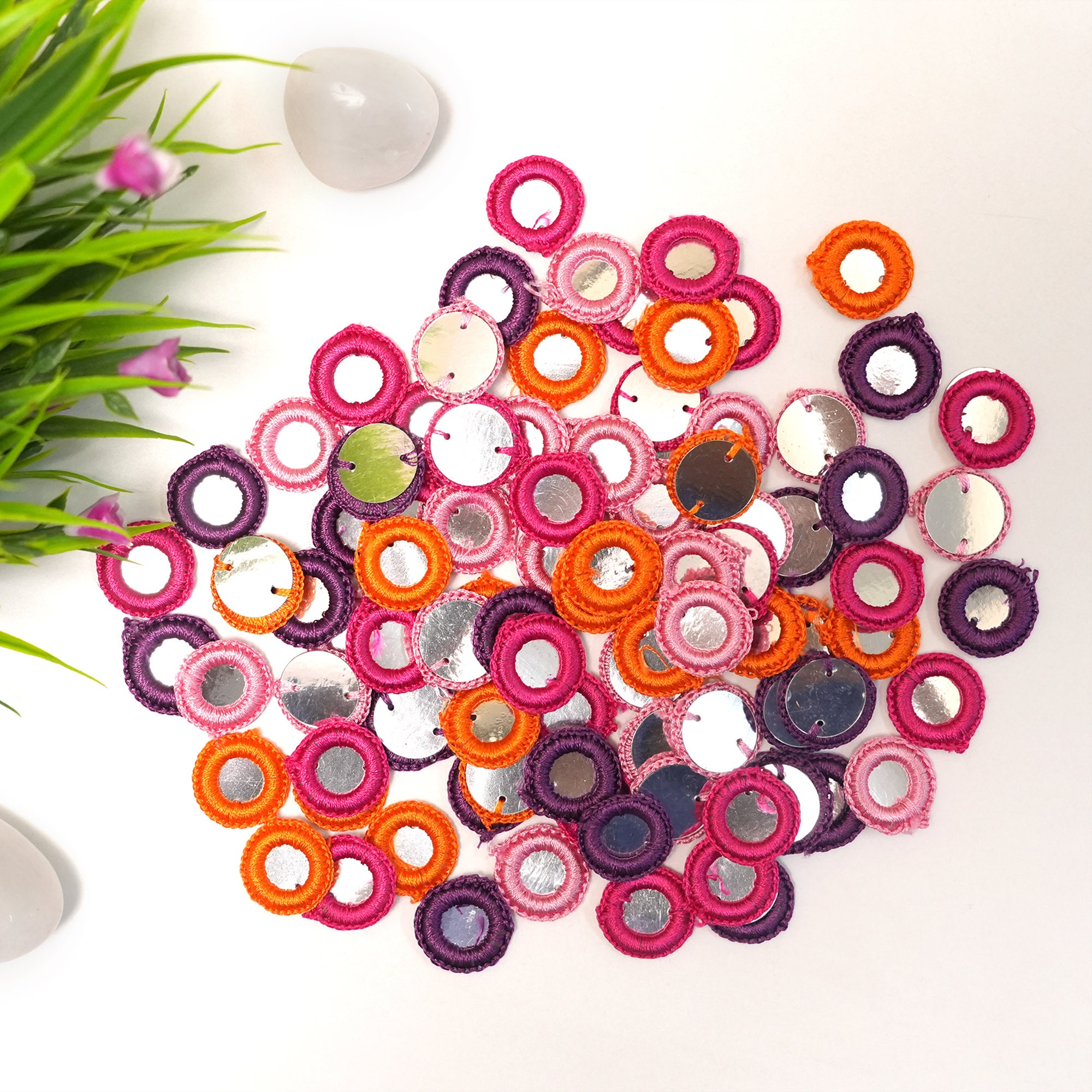 Crochet Thread Rings 4 Colour, 100 Pieces- Crochet Thread Rings Combo Pack-25 Pieces of Each ...