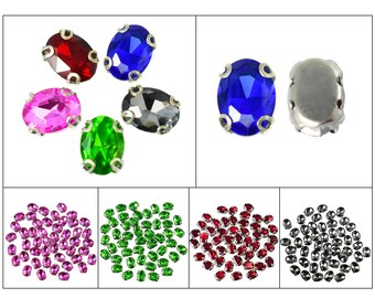 8-25mm Mixed Color Oval Glass Rhinestone Beads – Flatback Sew-On Claw Crafts – 1mm Hole