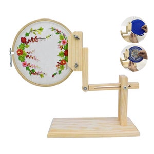 Wooden Embroidery Lap Adjustable Hoop & Frame Holder Stand-1 Set (3 Pieces)